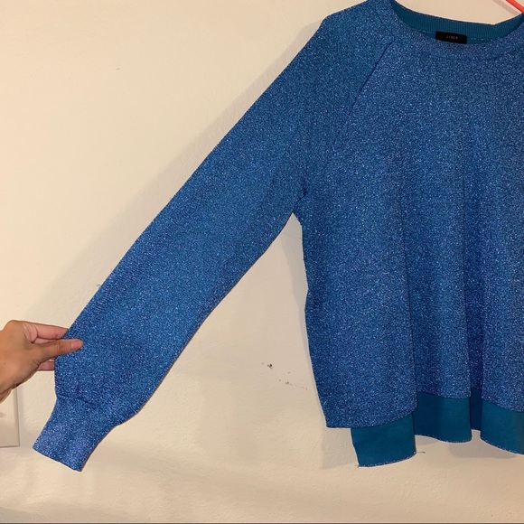 J. CREW blue Sparkle Side Slit sweater - Picture 7 of 9